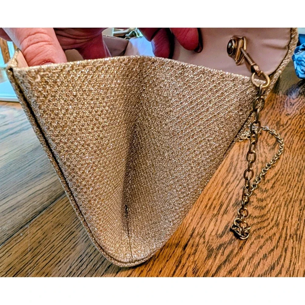 Evening Clutch Gold With Sparkling Champagne Rhinestones/Chain/Snap